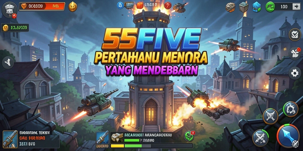 Tampilkan gameplay menarik Tower Defense 55FIVE.