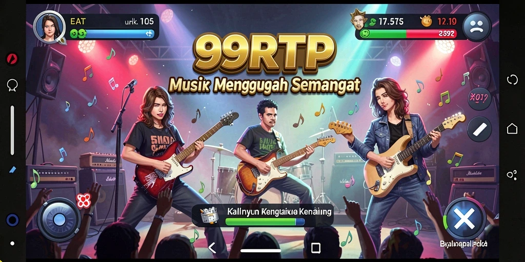 Screenshot menunjukkan pengguna menikmati gameplay musik yang seru.