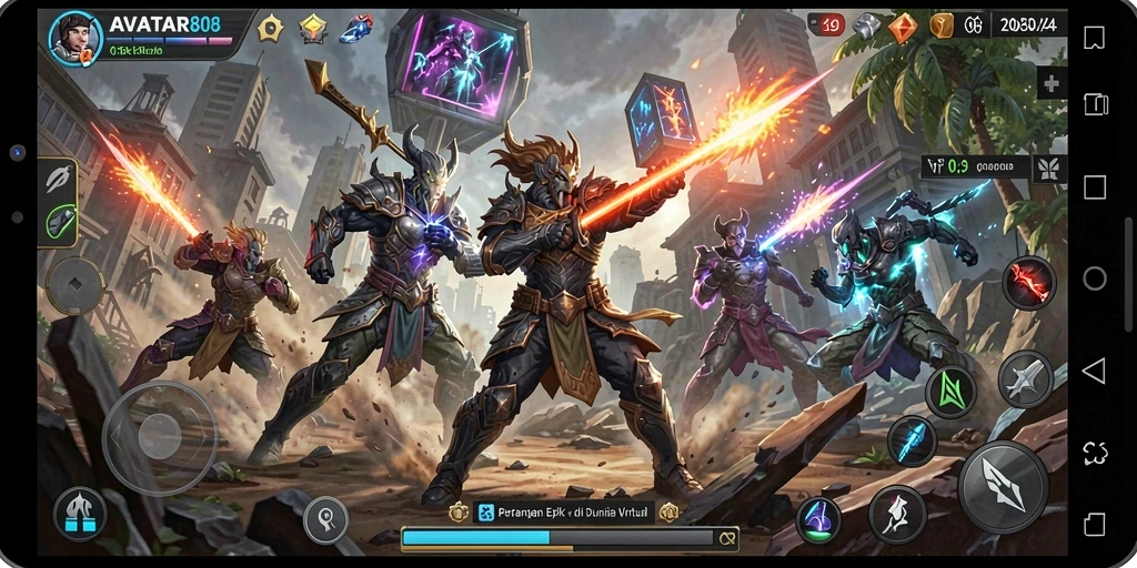 Tangkapan layar dari gameplay pertarungan yang mendebarkan di AVATAR808.