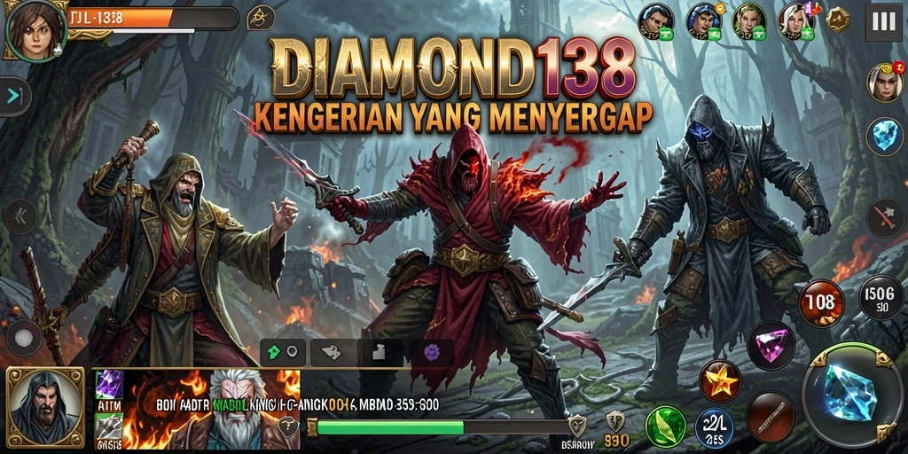 Tangkapan layar menampilkan momen menegangkan dalam DIAMOND138 saat karakter menghadapi makhluk menyeramkan.