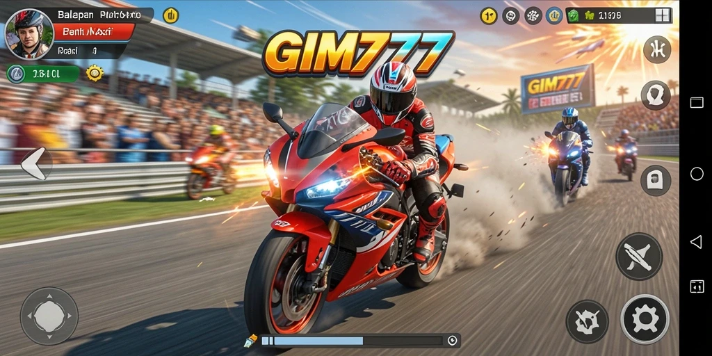 Gameplay balapan motor GIM777 yang seru dan mendebarkan.