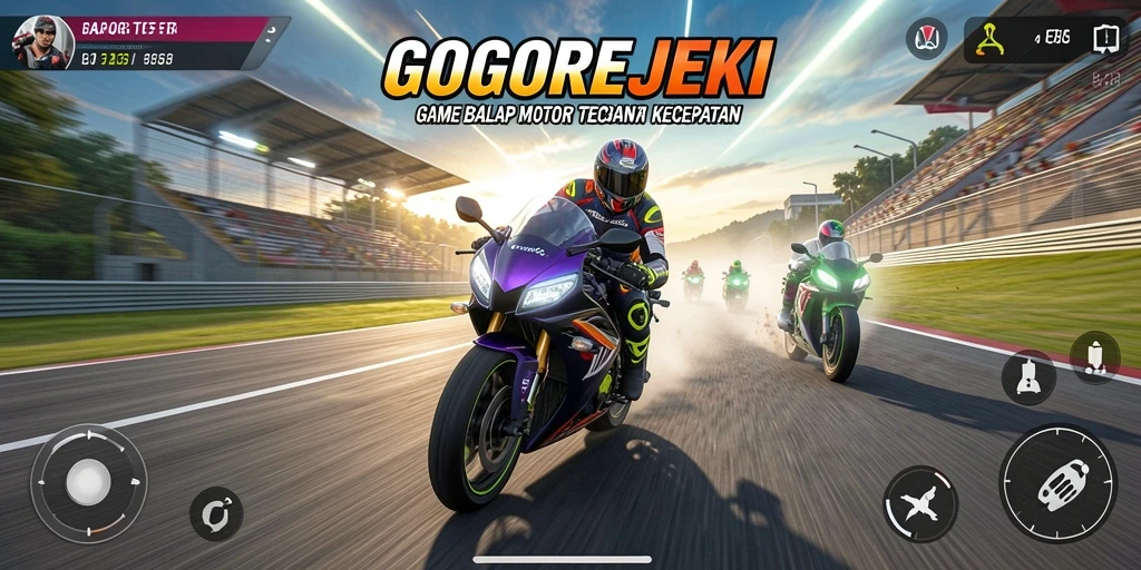 Screenshot GOGOREJEKI menampilkan balapan motor yang seru dan mendebarkan.