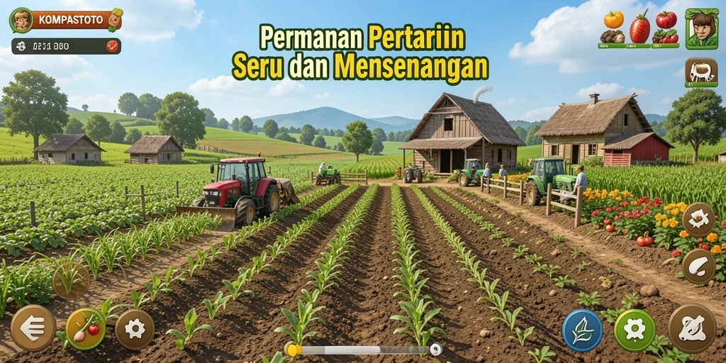 Tampilan gameplay menarik dari KOMPASTOTO yang menunjukkan pengalaman bertani.