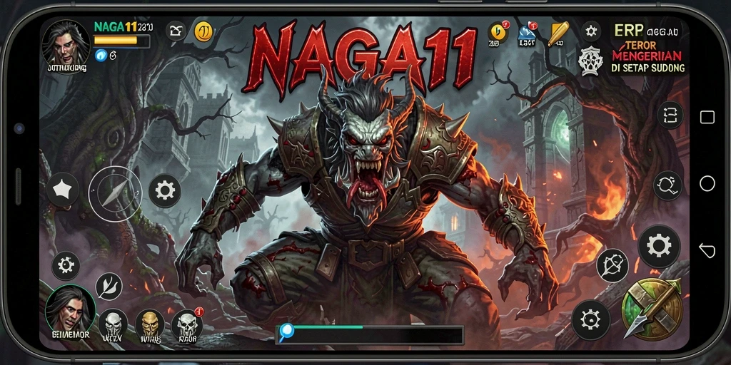 Tangkapan layar gameplay NAGA11 yang menampilkan suasana kengerian.