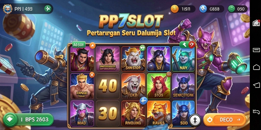 Screenshot PP7SLOT menampilkan serunya aksi pertarungan antar karakter.