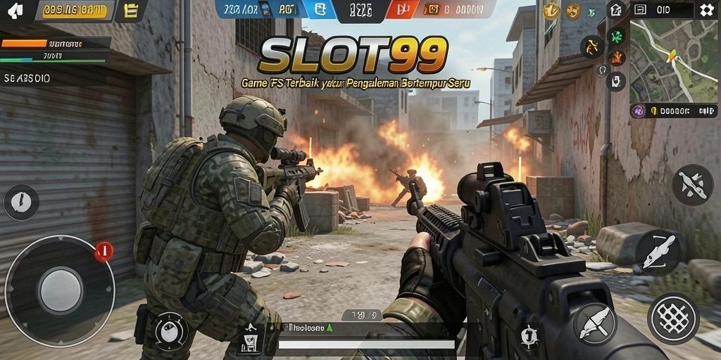 Tampilan gameplay seru di SLOT99 dengan aksi FPS yang intens.