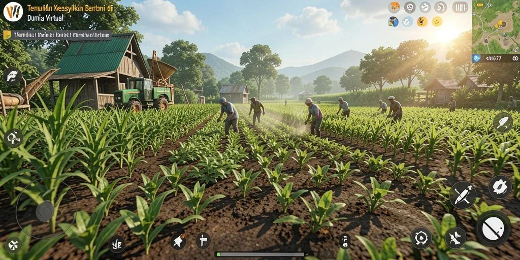 Tampilan gameplay VIO77 saat merawat tanaman dan hewan ternak.